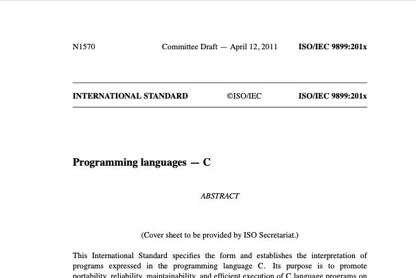 C11标准官方文档第一页